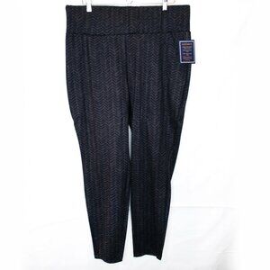 NEW Lark + Grey Ponte Knit Leggings Womens 3X Gray Chevron Stripe Plus GG10